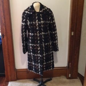 Cole Haan plaid wool blend coat